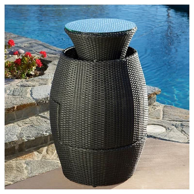 Kono 3pc Wicker Patio Chat Set - Black - Christopher Knight Home