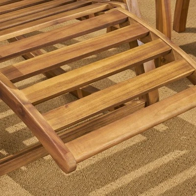 Sunview 3pc Acacia Wood Recliner Rocking Chair Set - Teak - Christopher Knight Home