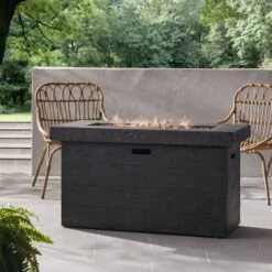 Custer Outdoor Rectangular Fire Pit - Gray - Christopher Knight Home