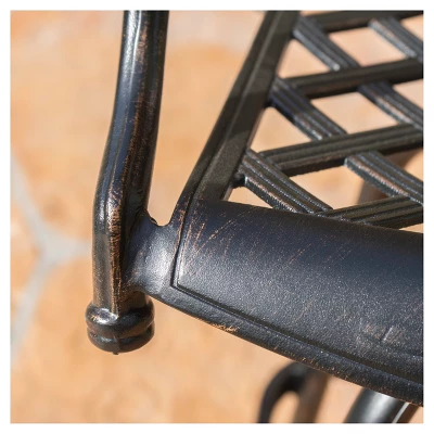 Santa Maria 3-piece Cast Aluminum Patio Bistro Bar Set - Copper - Christopher Knight Home