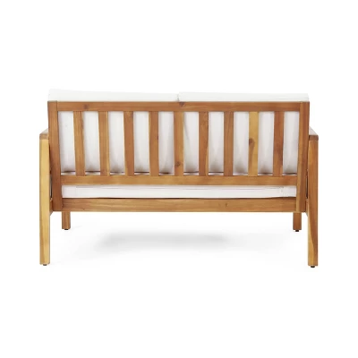 4pk Oana Outdoor Acacia Wood Chat Set with Cushions Teak/Beige - Christopher Knight Home