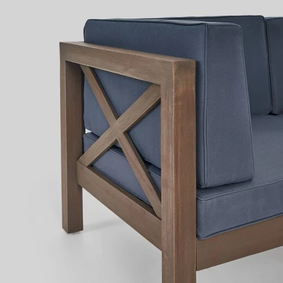 8pc Brava Acacia Sectional Patio Sofa Set -Gray Christopher Knight Home