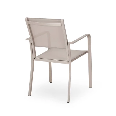 Otero 6pc Outdoor Aluminum Dining Set - Natural/Gray/Silver - Christopher Knight Home