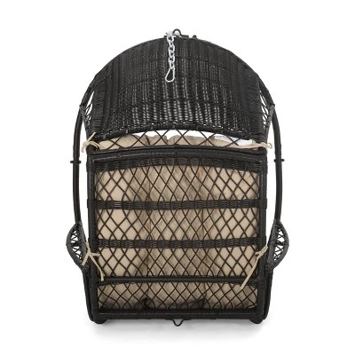 Greystone Indoor/Outdoor Wicker Hanging Chair with 8' Chain - Brown/Tan - Christopher Knight Home