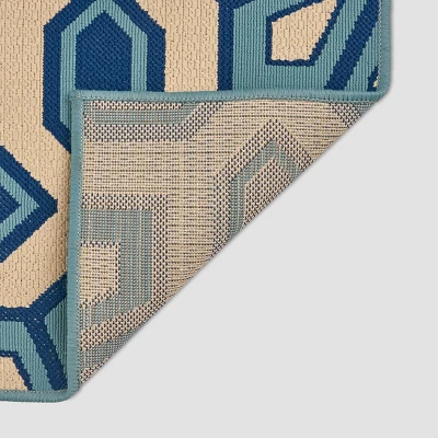 8' x 11' Tegan Geometric Outdoor Rug Ivory/Blue - Christopher Knight Home