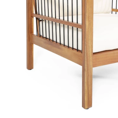 4pk Oana Outdoor Acacia Wood Chat Set with Cushions Teak/Beige - Christopher Knight Home