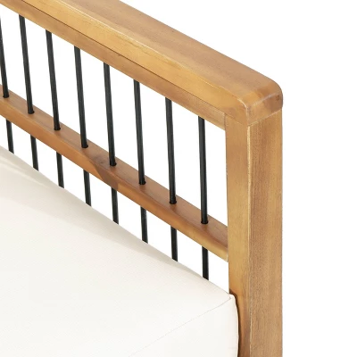 4pk Oana Outdoor Acacia Wood Chat Set with Cushions Teak/Beige - Christopher Knight Home