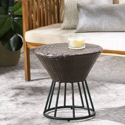 Crete Round Wicker Outdoor Side Table - Christopher Knight Home