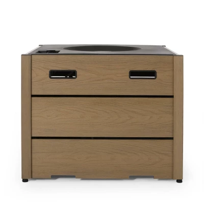 Archie Outdoor Square Fire Pit - Brown - Christopher Knight Home