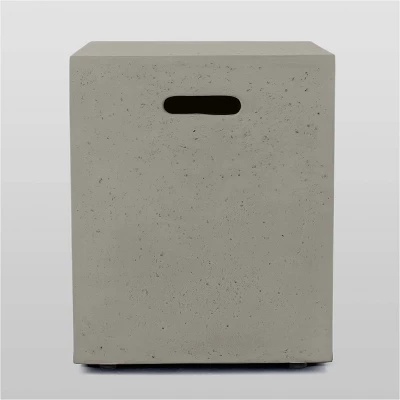 Oana 12pc Acacia U-Shaped Sectional Sofa Set with Fire Pit - Teak/Beige and Light Gray - Christopher Knight Home