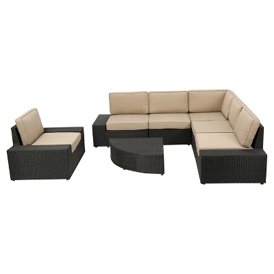 Santa Cruz 7pc Wicker Sofa Set with Cushions - Christopher Knight Home