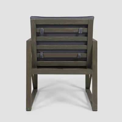Andora 4pk Acacia Wood Club Chairs - Gray/Dark Gray - Christopher Knight Home