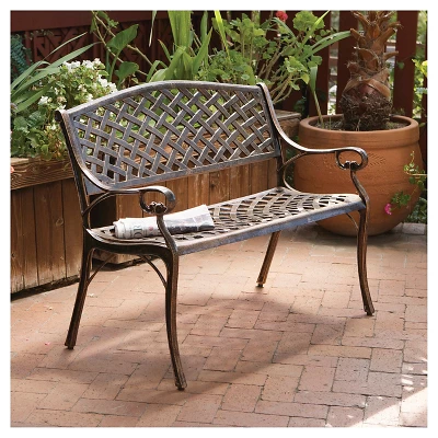 Cozumel Cast Aluminum Patio Bench - Antique Copper - Christopher Knight Home