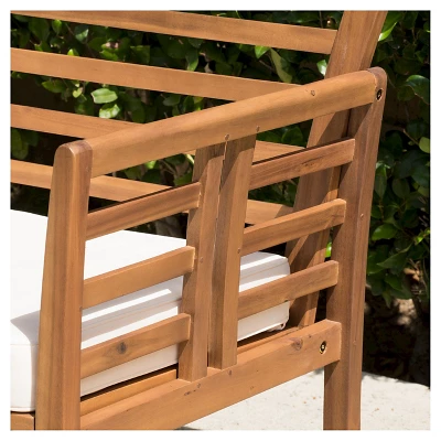 Caydon 4pc Acacia Wood Patio Chat Set with Cushions - Brown Patina - Christopher Knight Home