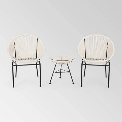 Nusa 3pc Faux Rattan Chat Set - Christopher Knight Home