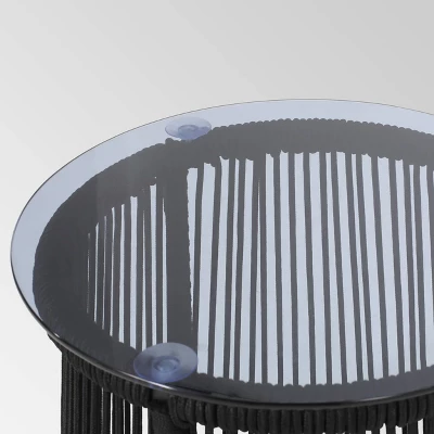 Moonstone 3pc Rope Weave Modern Chat Set - Black - Christopher Knight Home