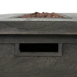 Anchorage Outdoor 50000 BTU Light Weight Concrete Rectangular Fire Pit Wood Pattern Gray - Christopher Knight Home