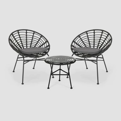 3pc Pigment Iron Modern Boho Chat Set Gray - Christopher Knight Home
