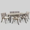 Della-Hermosa 7pc Acacia Wood Dining Set - Gray - Christopher Knight Home
