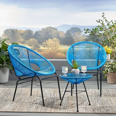 Nusa 3pc Faux Rattan Chat Set - Christopher Knight Home