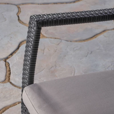 Kent 3pc Acacia Wood & Wicker Bistro Set - Gray - Christopher Knight Home