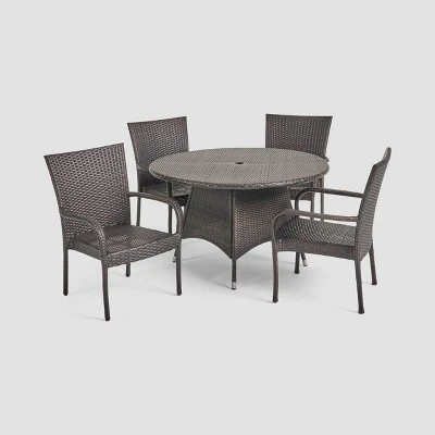 Grant 5pc Wicker Patio Dining Set- Brown - Christopher Knight Home