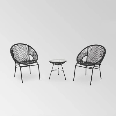 Nusa 3pc Faux Rattan Chat Set - Christopher Knight Home