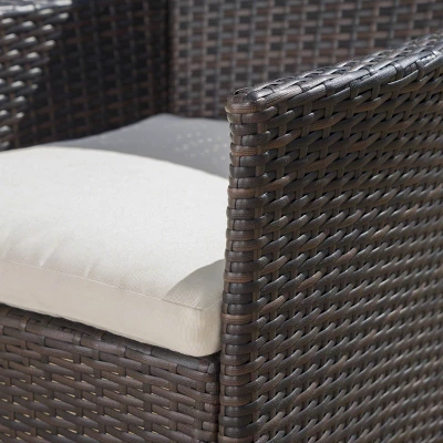 Lincoln 7pc Acacia Wood & Wicker Patio Dining Set - Dark Brown - Christopher Knight Home