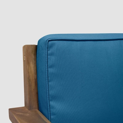 Santa Ana 4pc Acacia Wood Chat Set Teak/Dark Teal - Christopher Knight Home