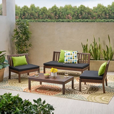 Caswell 4pc Acacia Wood Chat Set - Christopher Knight Home