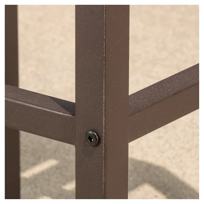 Milos Set of 2 Acacia Barstool - Dark Brown / Rustic Metal - Christopher Knight Home