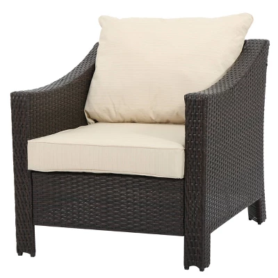 Antibes 3pc Wicker Chat Set with Cushions - Christopher Knight Home