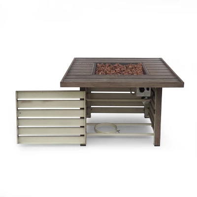 Elberton Outdoor Square Fire Pit - Brown - Christopher Knight Home