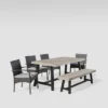Luster 6pc Acacia Wood And Wicker Dining Set - Light Gray/Gray - Christopher Knight Home