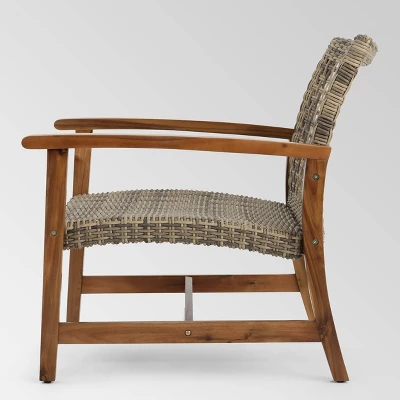 Hampton 4pk Wicker Mid-Century Club Chairs - Natural/Gray - Christopher Knight Home