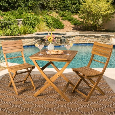 Positano 3pc Acacia Wood Foldable Bistro Set - Christopher Knight Home