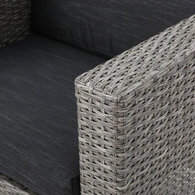 Maxwell 5pc Wicker Club Chair and Square Fire Pit Set - Mixed Black/Dark Gray - Christopher Knight Home