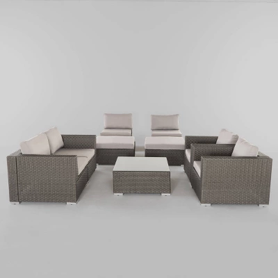 Santa Rosa 9pc Wicker Patio Sectional Sofa Set - Gray/Silver - Christopher Knight Home