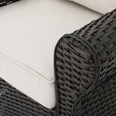 Acadia 3pc Wicker Rocker and MGO Gas Firepit Set - Dark Brown - Christopher Knight Home