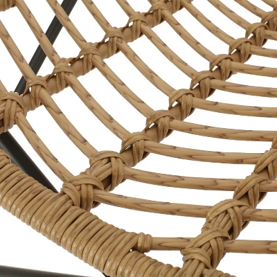 2pk Galtin Outdoor Iron/Wicker Accent Chairs Light Brown/Black - Christopher Knight Home