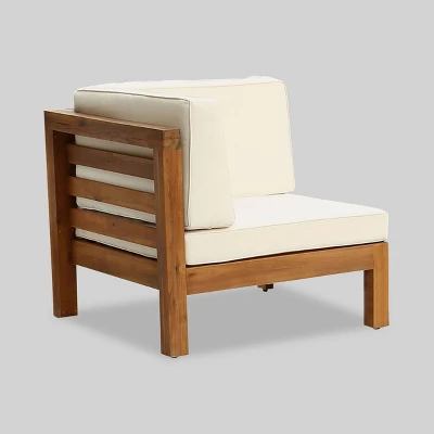 Oana 3pc Acacia Wood Patio Modular Sofa - Teak/Beige - Christopher Knight Home