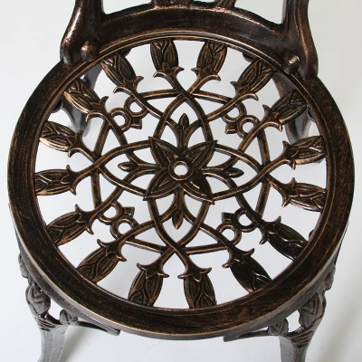 Nassau 3pc Cast Aluminum Patio Bistro Set - Brown - Christopher Knight Home