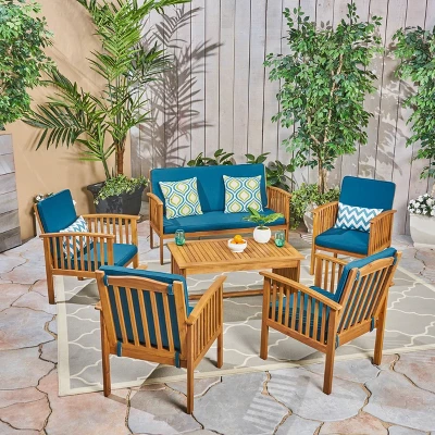 Carolina 6pc Acacia Wood Chat Set - Christopher Knight Home