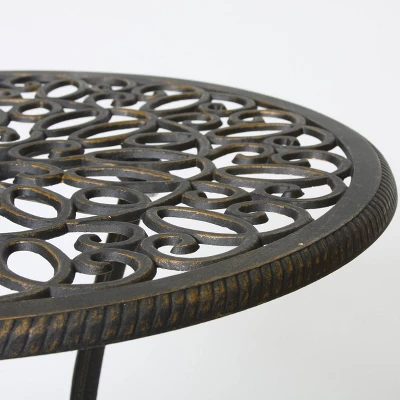 Thomas 3pc Cast Aluminum Patio Bistro Set - Dark Gold - Christopher Knight Home