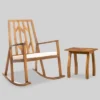 Nuna 2pc Acacia Wood Patio Rocking Chair Set - Teak/Cream - Christopher Knight Home