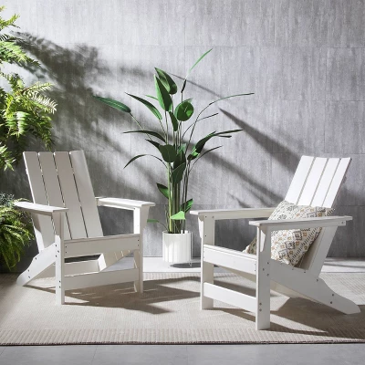 Encino 2pk Resin Contemporary Adirondack Chairs - White - Christopher Knight Home