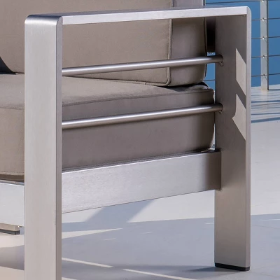 Cape Coral 2pk Aluminum Patio Club Chair - Khaki - Christopher Knight Home