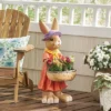 Christopher Knight Home 14" Wide Rafter Concrete Outdoor Novelty Rabbit Planter Brown/Orange