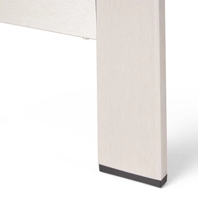 Cape Coral 5pc Outdoor 4 Seater Aluminum Chat Set with Fire Pit - Silver/Khaki - Christopher Knight Home