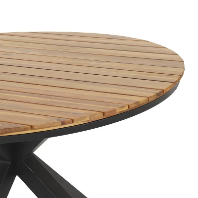 Soto Round Outdoor Acacia Wood Dining Table Teak/Black - Christopher Knight Home